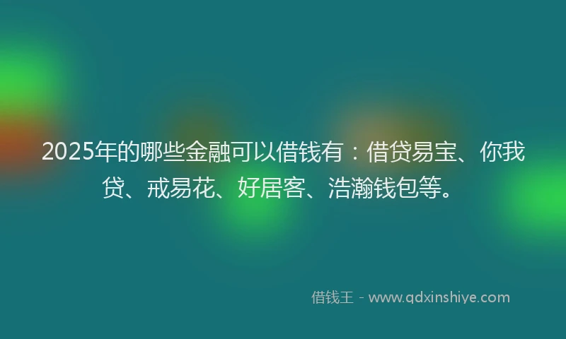 2025年的哪些金融可以借钱有：借贷易宝、你我贷、戒易花、好居客、浩瀚钱包等。