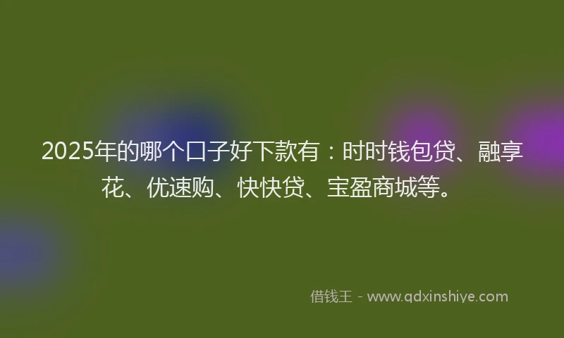 2025年的哪个口子好下款有：时时钱包贷、融享花、优速购、快快贷、宝盈商城等。