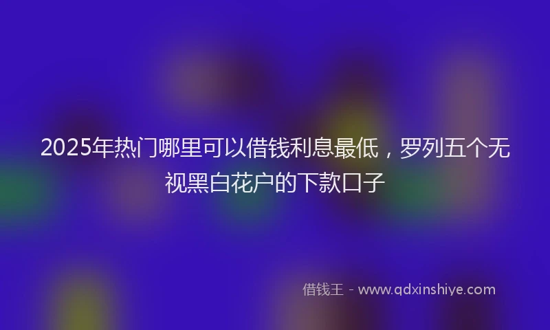 2025年热门哪里可以借钱利息最低，罗列五个无视黑白花户的下款口子