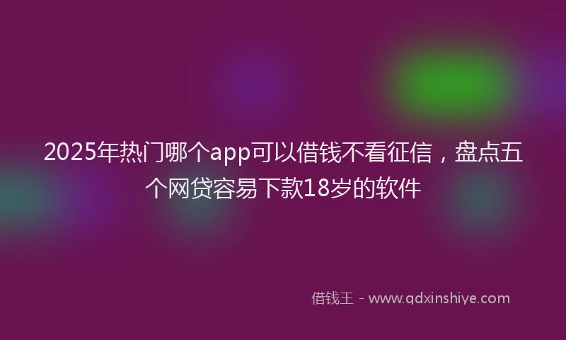2025年热门哪个app可以借钱不看征信，盘点五个网贷容易下款18岁的软件
