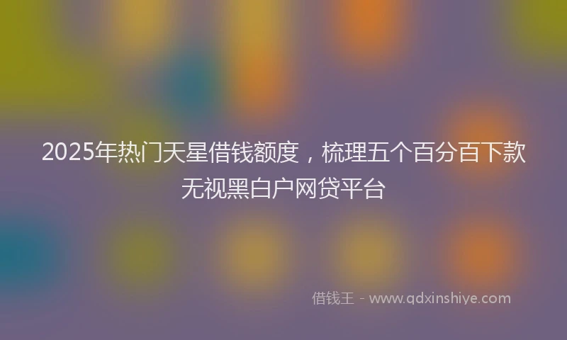 2025年热门天星借钱额度，梳理五个百分百下款无视黑白户网贷平台
