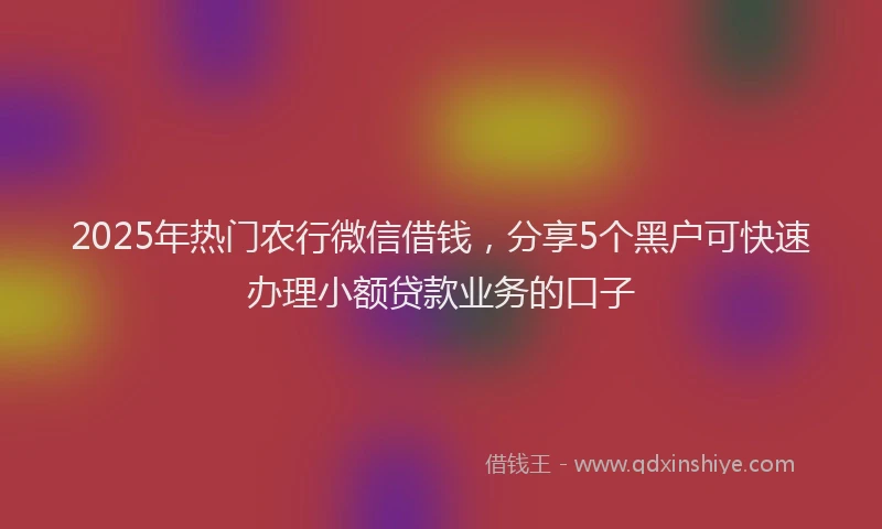 2025年热门农行微信借钱，分享5个黑户可快速办理小额贷款业务的口子