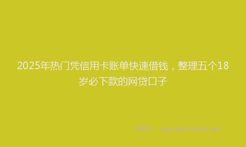 2025年热门凭信用卡账单快速借钱，整理五个18岁必下款的网贷口子