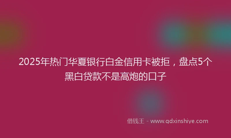 2025年热门华夏银行白金信用卡被拒，盘点5个黑白贷款不是高炮的口子