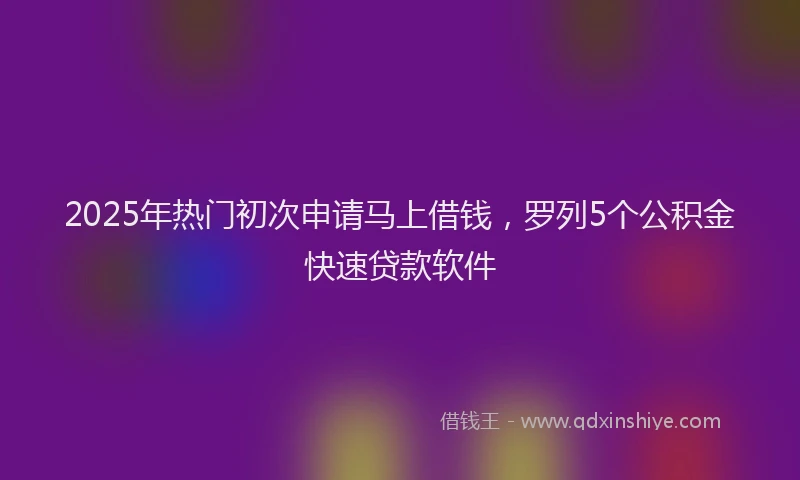 2025年热门初次申请马上借钱，罗列5个公积金快速贷款软件