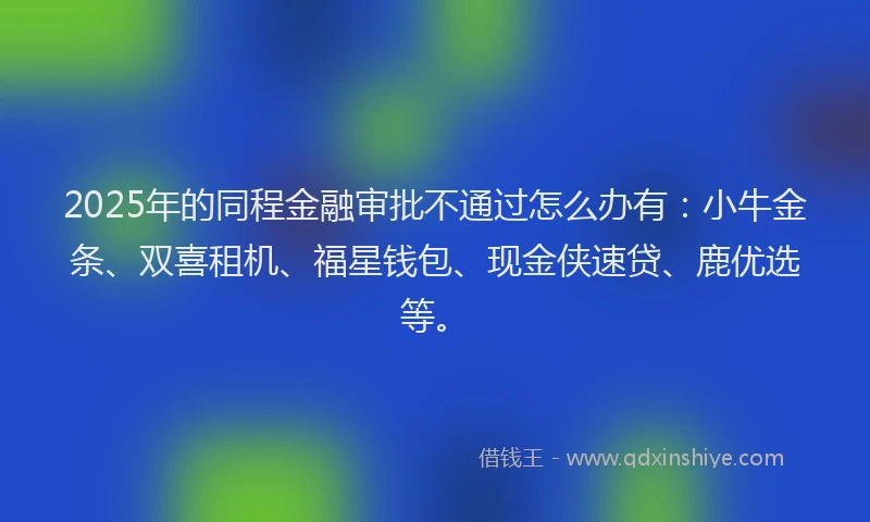 2025年的同程金融审批不通过怎么办有：小牛金条、双喜租机、福星钱包、现金侠速贷、鹿优选等。