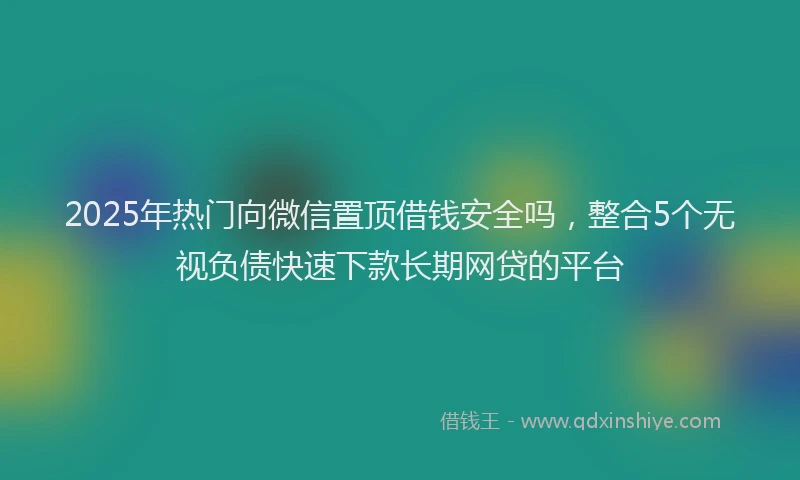 2025年热门向微信置顶借钱安全吗，整合5个无视负债快速下款长期网贷的平台