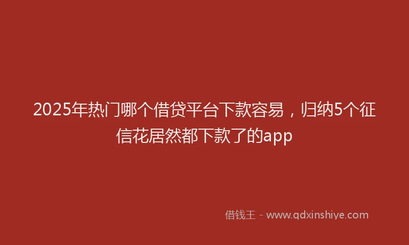 2025年热门哪个借贷平台下款容易，归纳5个征信花居然都下款了的app