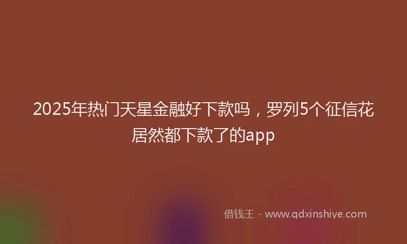 2025年热门天星金融好下款吗，罗列5个征信花居然都下款了的app