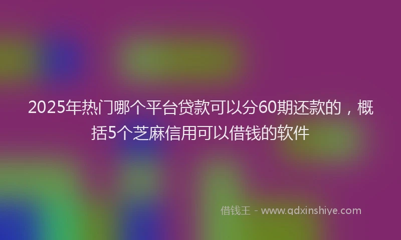 2025年热门哪个平台贷款可以分60期还款的，概括5个芝麻信用可以借钱的软件