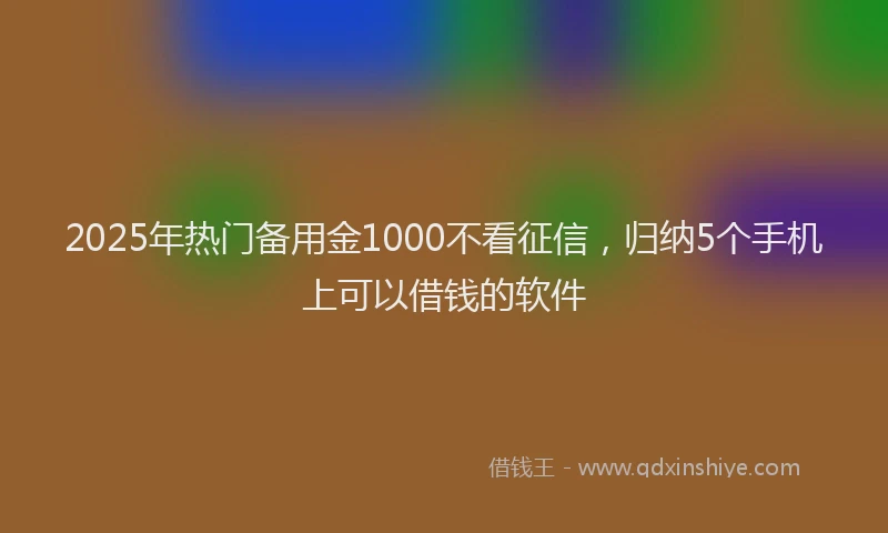 2025年热门备用金1000不看征信，归纳5个手机上可以借钱的软件