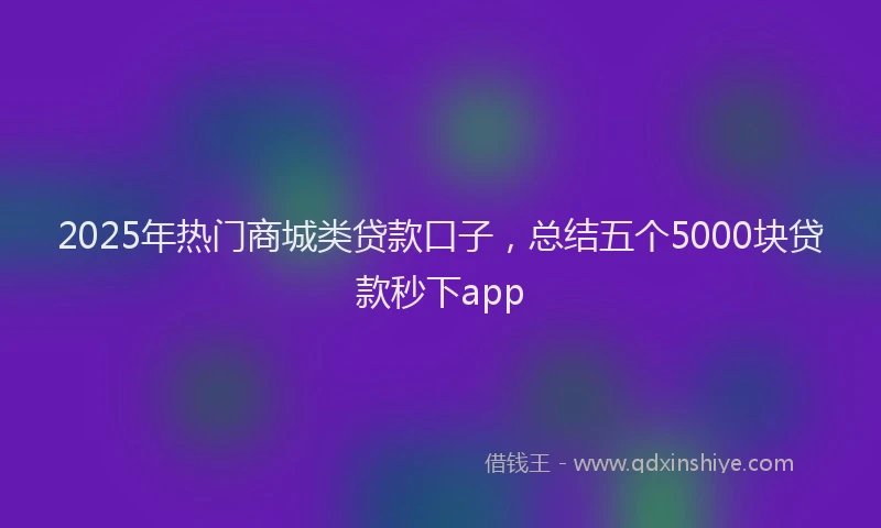 2025年热门商城类贷款口子，总结五个5000块贷款秒下app