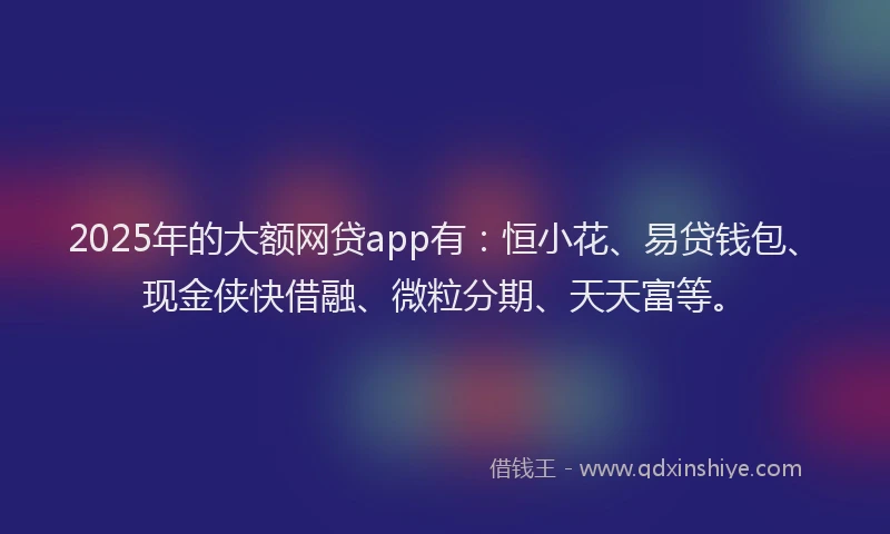 2025年的大额网贷app有：恒小花、易贷钱包、现金侠快借融、微粒分期、天天富等。
