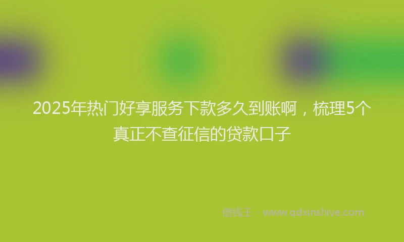 2025年热门好享服务下款多久到账啊，梳理5个真正不查征信的贷款口子
