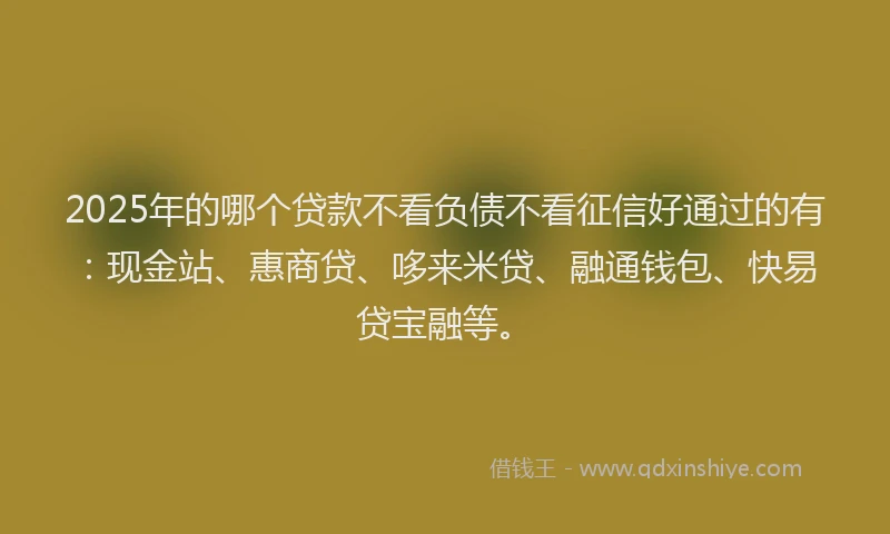 2025年的哪个贷款不看负债不看征信好通过的有：现金站、惠商贷、哆来米贷、融通钱包、快易贷宝融等。