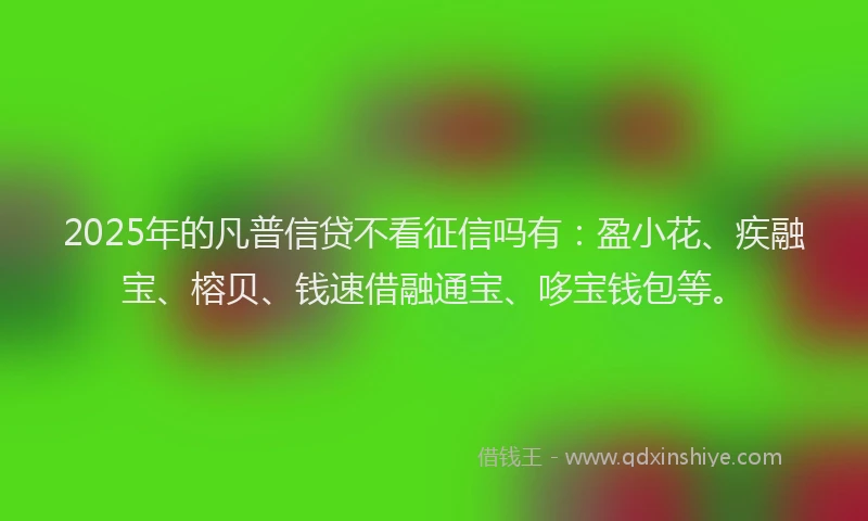 2025年的凡普信贷不看征信吗有：盈小花、疾融宝、榕贝、钱速借融通宝、哆宝钱包等。