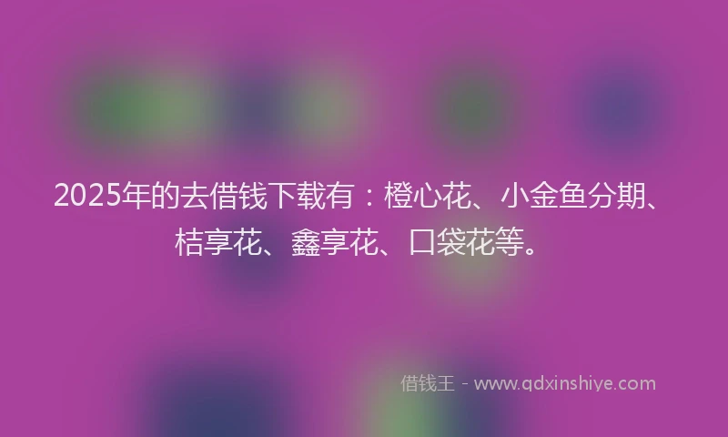 2025年的去借钱下载有：橙心花、小金鱼分期、桔享花、鑫享花、口袋花等。