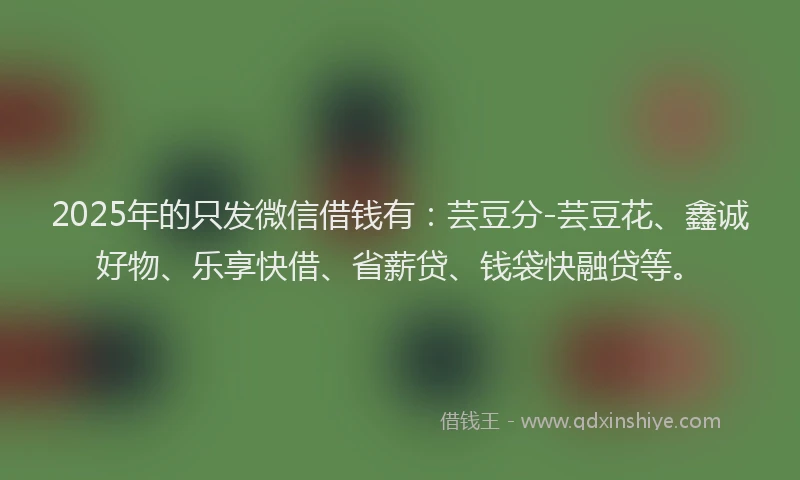 2025年的只发微信借钱有:芸豆分-芸豆花、鑫诚好物、乐享快借、省薪贷、钱袋快融贷等。