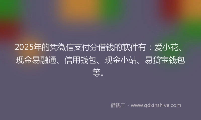 2025年的凭微信支付分借钱的软件有：爱小花、现金易融通、信用钱包、现金小站、易贷宝钱包等。