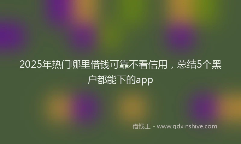 2025年热门哪里借钱可靠不看信用，总结5个黑户都能下的app