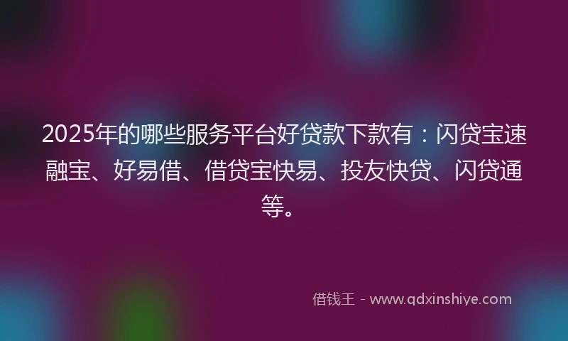 2025年的哪些服务平台好贷款下款有：闪贷宝速融宝、好易借、借贷宝快易、投友快贷、闪贷通等。