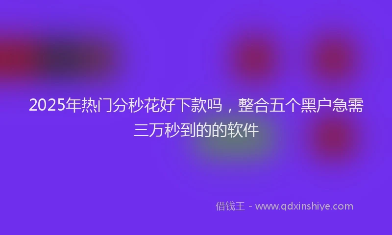 2025年热门分秒花好下款吗，整合五个黑户急需三万秒到的的软件