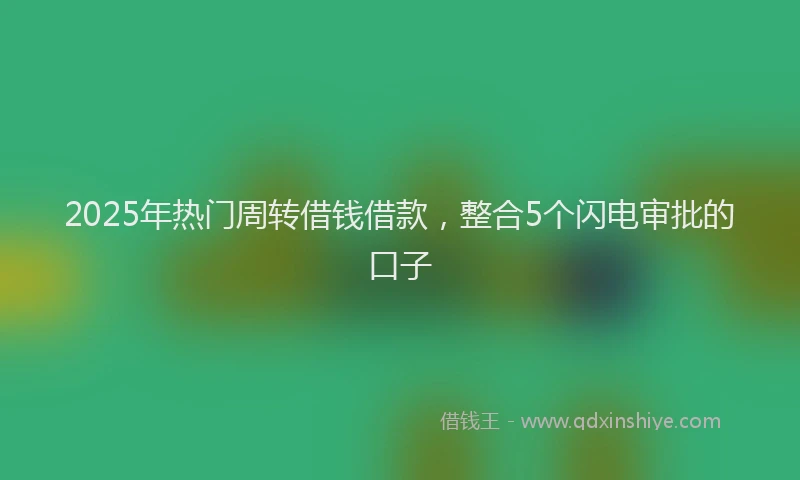 2025年热门周转借钱借款，整合5个闪电审批的口子