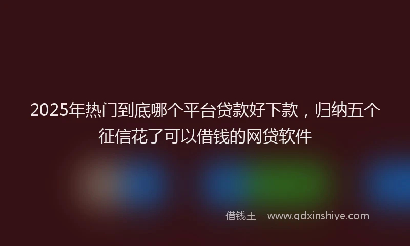 2025年热门到底哪个平台贷款好下款，归纳五个征信花了可以借钱的网贷软件