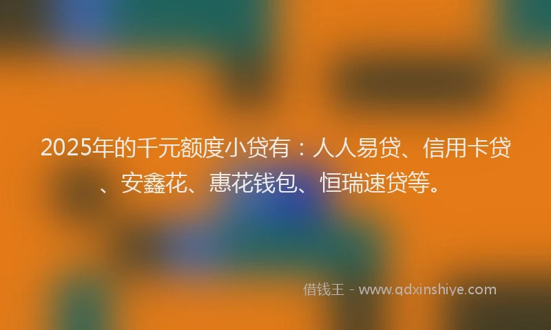 2025年的千元额度小贷有：人人易贷、信用卡贷、安鑫花、惠花钱包、恒瑞速贷等。