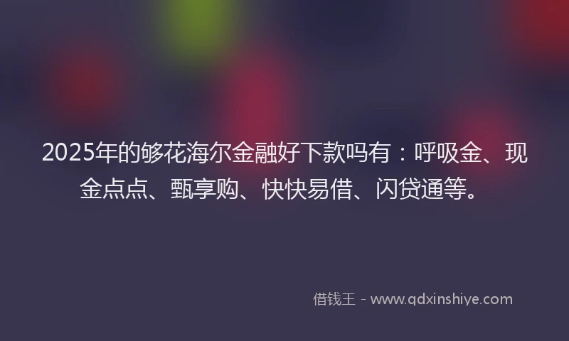 2025年的够花海尔金融好下款吗有：呼吸金、现金点点、甄享购、快快易借、闪贷通等。