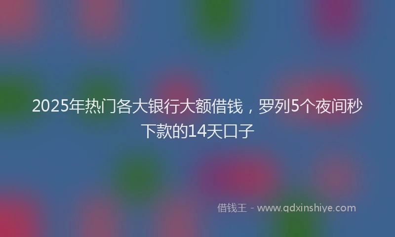 2025年热门各大银行大额借钱，罗列5个夜间秒下款的14天口子