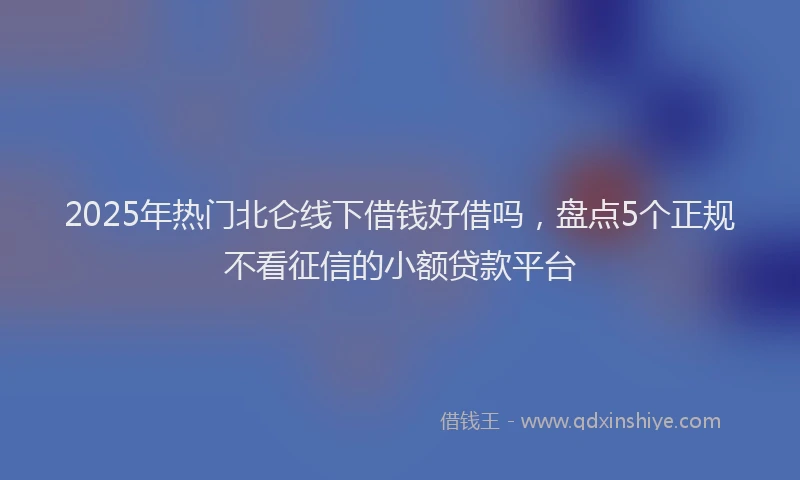 2025年热门北仑线下借钱好借吗，盘点5个正规不看征信的小额贷款平台