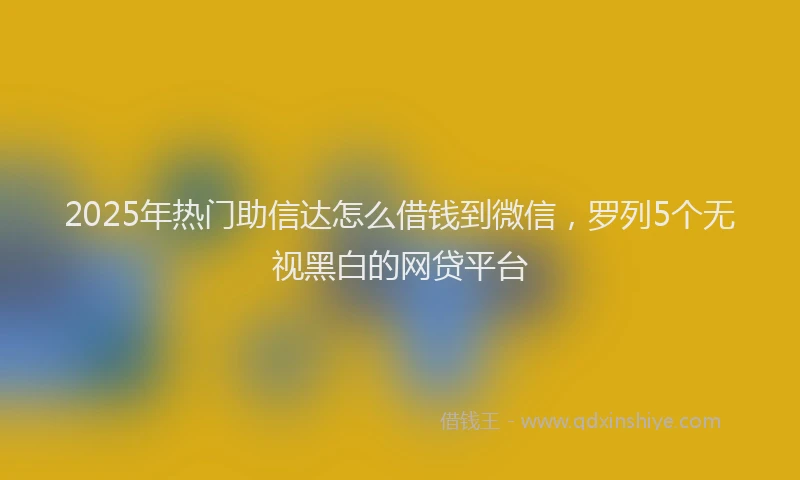 2025年热门助信达怎么借钱到微信，罗列5个无视黑白的网贷平台