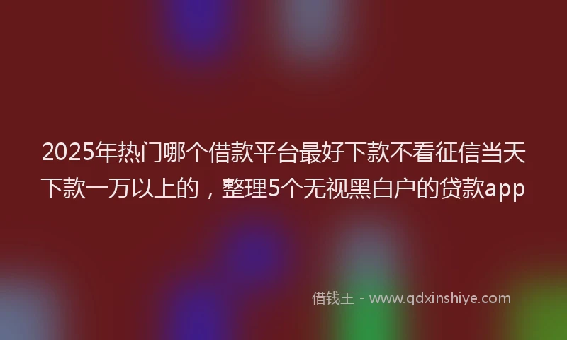 2025年热门哪个借款平台最好下款不看征信当天下款一万以上的，整理5个无视黑白户的贷款app