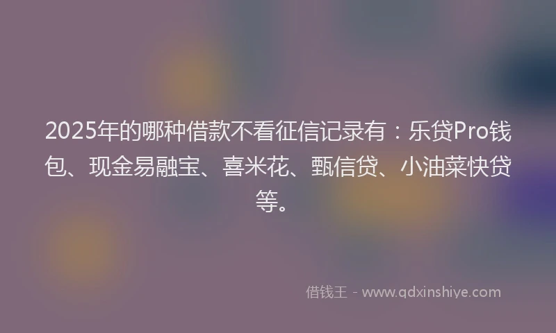 2025年的哪种借款不看征信记录有：乐贷Pro钱包、现金易融宝、喜米花、甄信贷、小油菜快贷等。