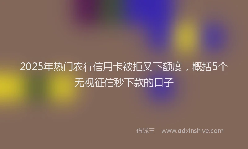 2025年热门农行信用卡被拒又下额度，概括5个无视征信秒下款的口子