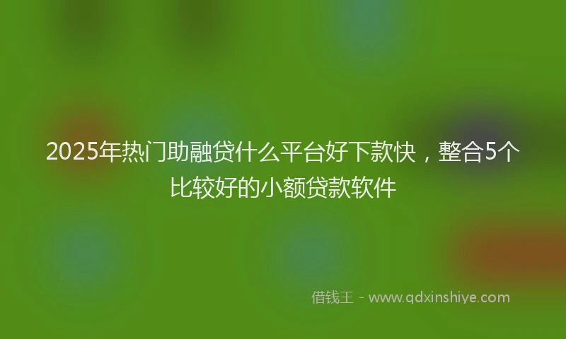 2025年热门助融贷什么平台好下款快，整合5个比较好的小额贷款软件