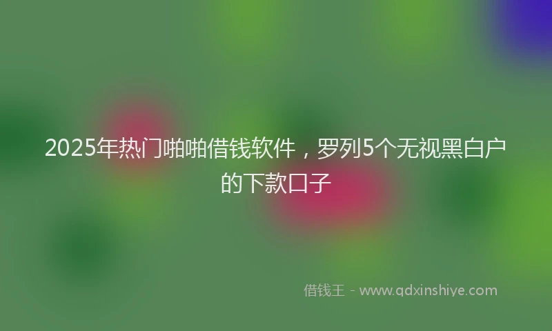 2025年热门啪啪借钱软件，罗列5个无视黑白户的下款口子