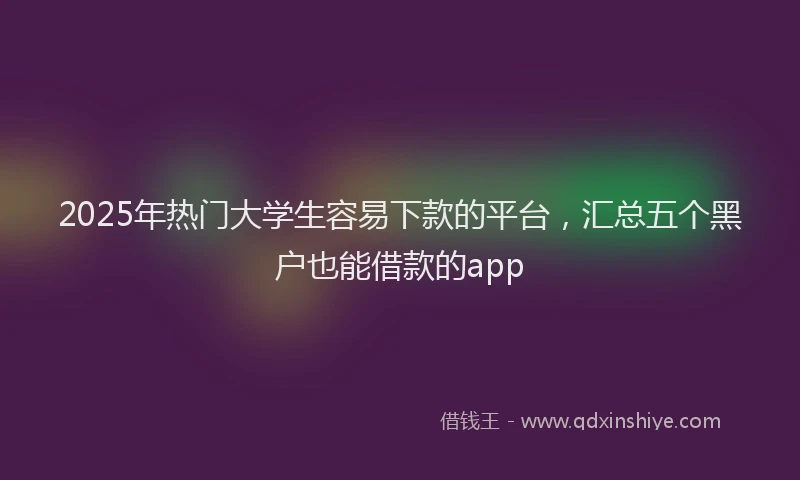 2025年热门大学生容易下款的平台，汇总五个黑户也能借款的app
