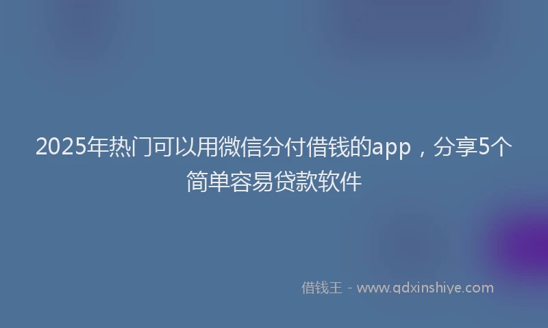 2025年热门可以用微信分付借钱的app，分享5个简单容易贷款软件