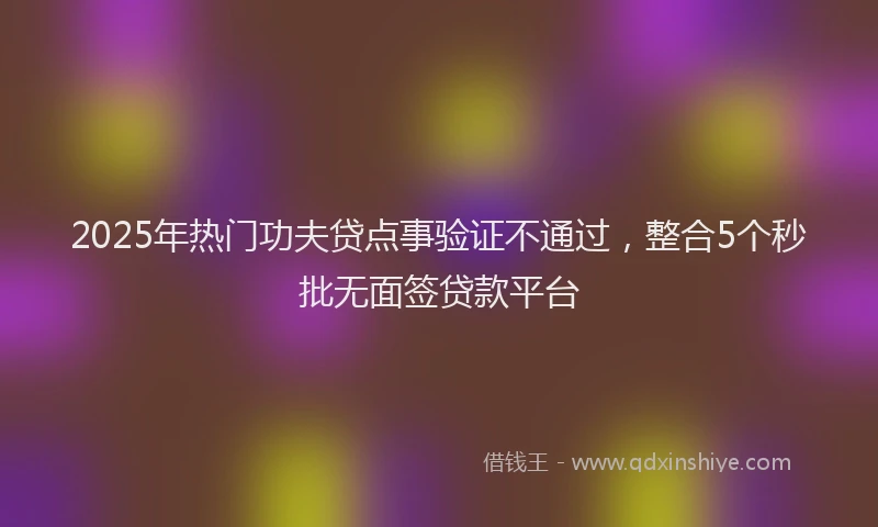 2025年热门功夫贷点事验证不通过，整合5个秒批无面签贷款平台