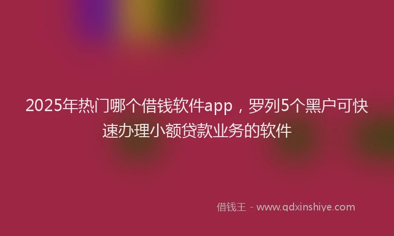 2025年热门哪个借钱软件app，罗列5个黑户可快速办理小额贷款业务的软件