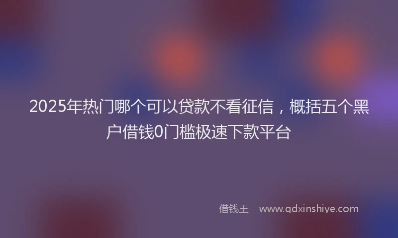 2025年热门哪个可以贷款不看征信，概括五个黑户借钱0门槛极速下款平台