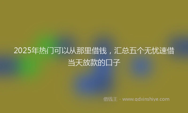 2025年热门可以从那里借钱，汇总五个无忧速借当天放款的口子