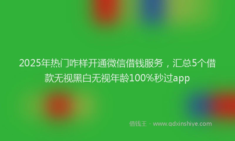 2025年热门咋样开通微信借钱服务，汇总5个借款无视黑白无视年龄100%秒过app