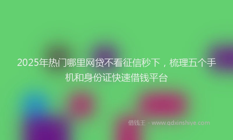 2025年热门哪里网贷不看征信秒下，梳理五个手机和身份证快速借钱平台