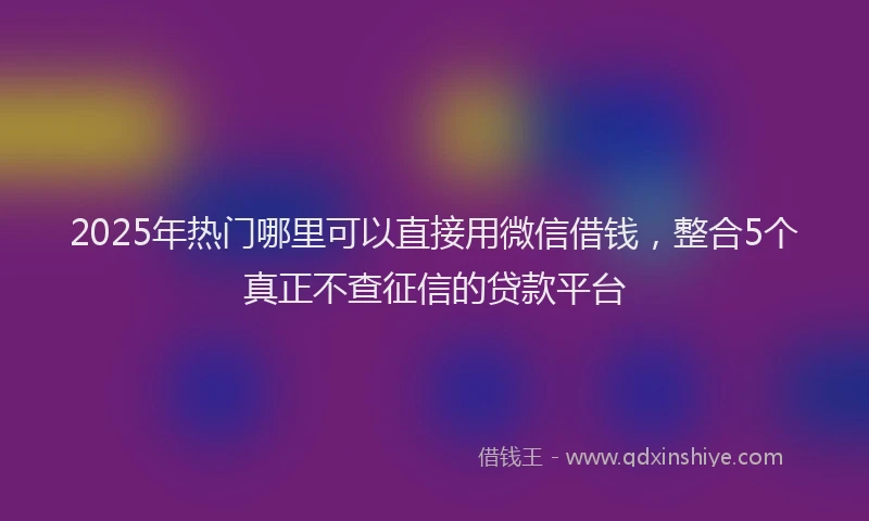 2025年热门哪里可以直接用微信借钱，整合5个真正不查征信的贷款平台