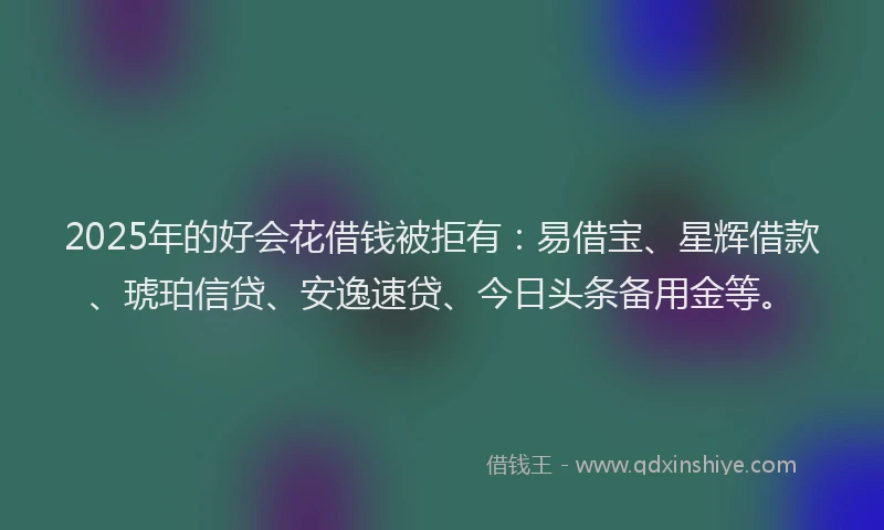 2025年的好会花借钱被拒有：易借宝、星辉借款、琥珀信贷、安逸速贷、今日头条备用金等。