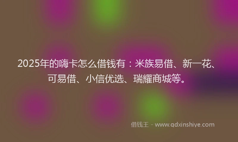 2025年的嗨卡怎么借钱有：米族易借、新一花、可易借、小信优选、瑞耀商城等。