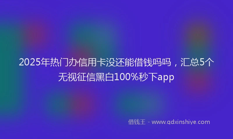2025年热门办信用卡没还能借钱吗吗，汇总5个无视征信黑白100%秒下app
